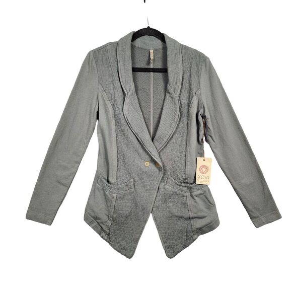 NWT XCVI Gray 12138 Lowell Long Sleeve Stretch Blazer Cardigan Jacket SMALL - Picture 1 of 16